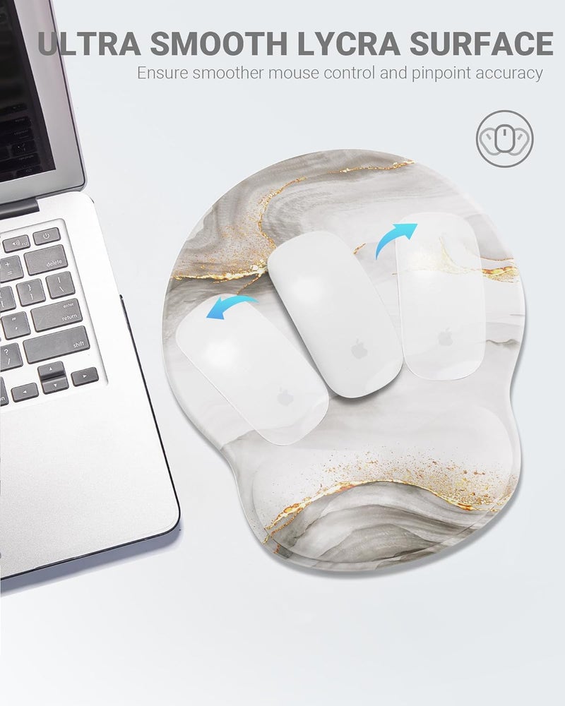 Laborio Ergonomic Mouse Pad Wrist Support, Comfortable Mouse Pad Wrist Rest, Relieve Wrist Pain Gel Mouse pad, Non-Slip Rubber Base Mousepad for Laptop, Computer(White Marble) - Image 5